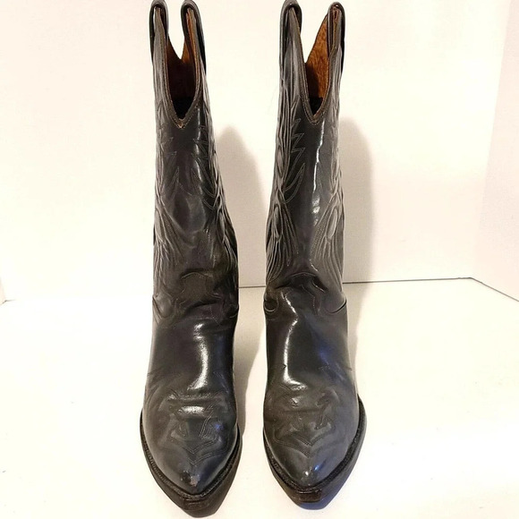 J. CHISHOLM WESTERN LEATHER COWBOY BOOTS MEN\'S SIZE 9 D GRAY MADE IN USA main image 6